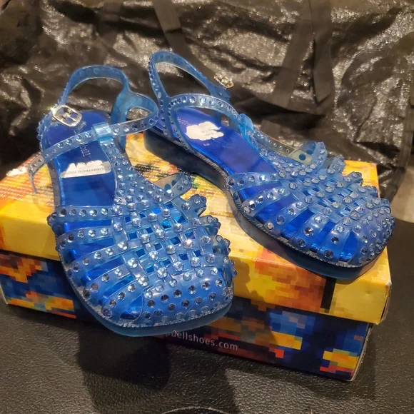 JEFFREY CAMPBELL Rhinestone Jelly Sandals 8 - Picture 10 of 10